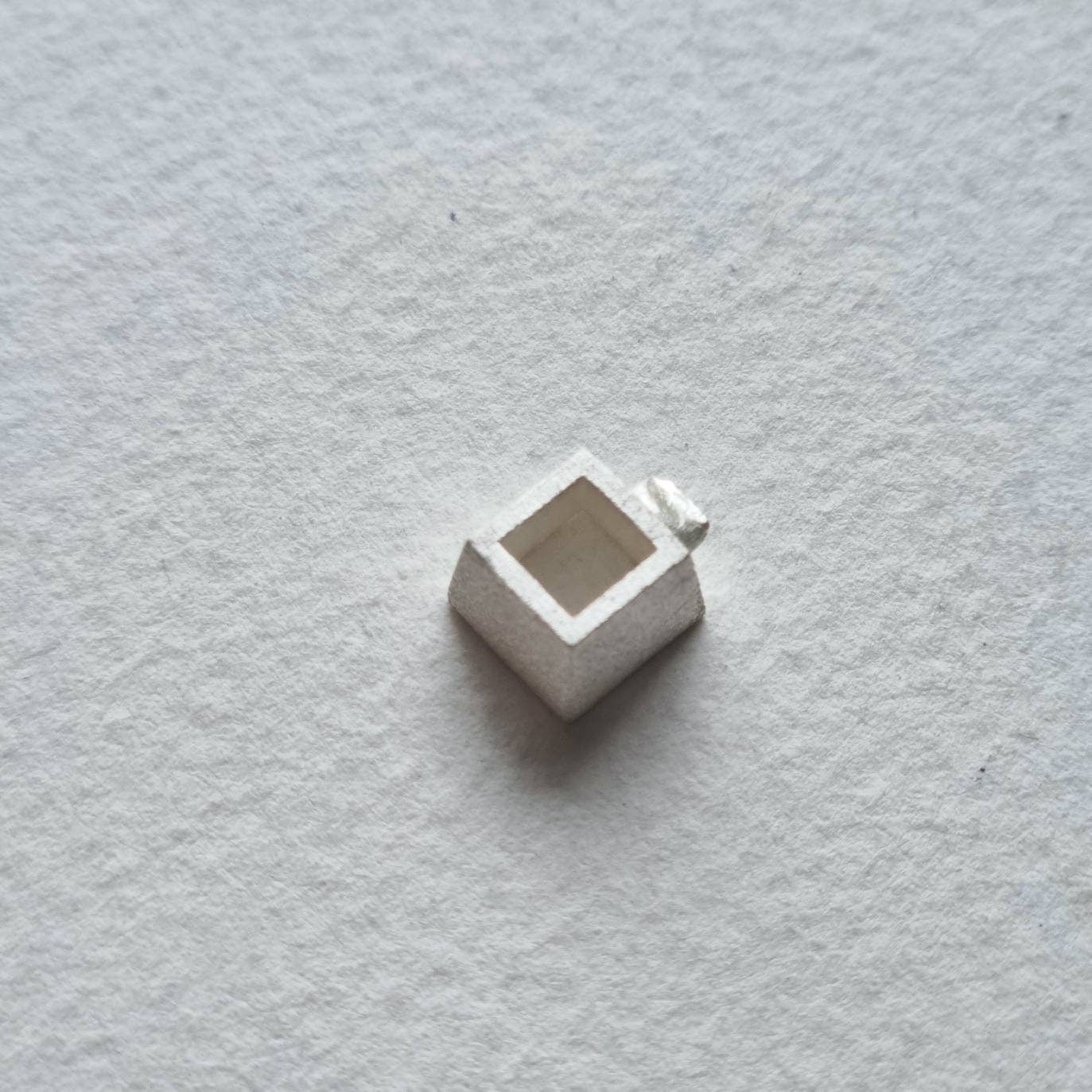 6mm Square collet sterling silver cast stone setting