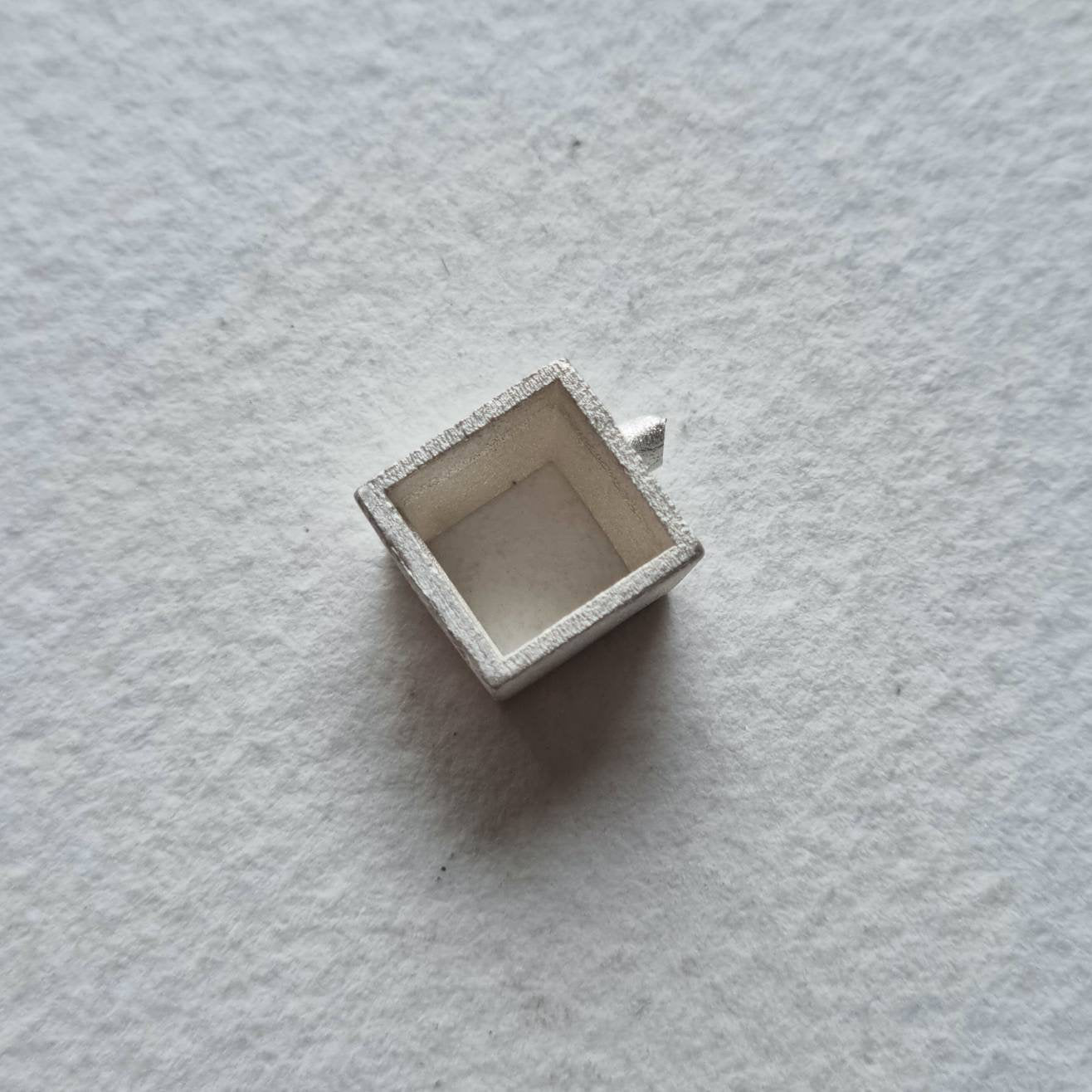 8mm Square collet sterling silver cast stone setting