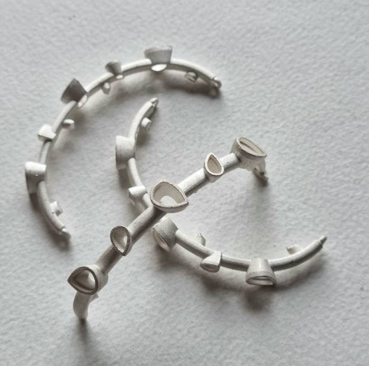 7x5mm and 5x3mm Pear multi stone collet sterling silver bangle blank