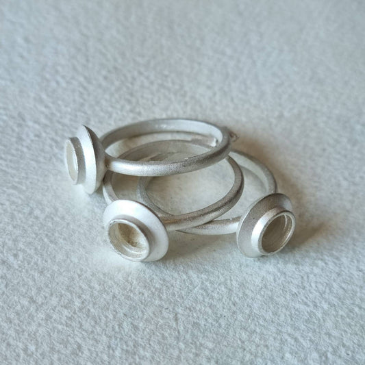 6mm Round collet halo sterling silver cast ring blank