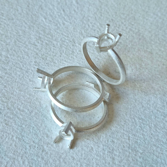 8x6mm Pear 3 claw sterling silver cast ring blank