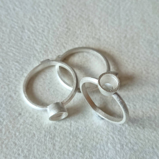 6mm Round collet sterling silver cast ring blank