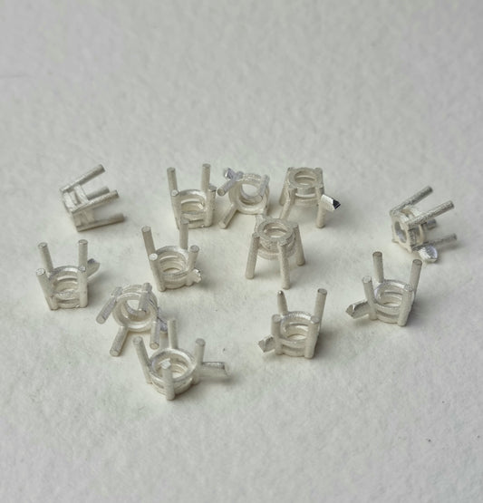 6mm Round 4 claw sterling silver cast stone setting