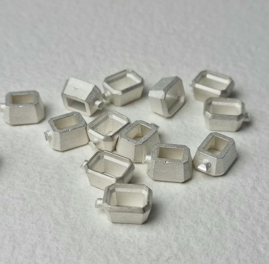 8x6mm Octagon / Emerald collet sterling silver cast stone Setting