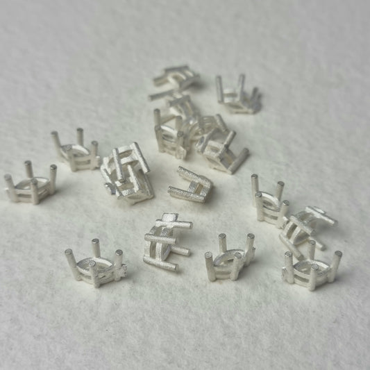 6x3mm Marquise 4 claw sterling silver cast stone setting