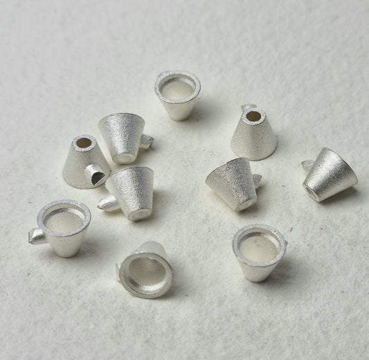 6mm Round tapered tall collet sterling silver cast stone setting