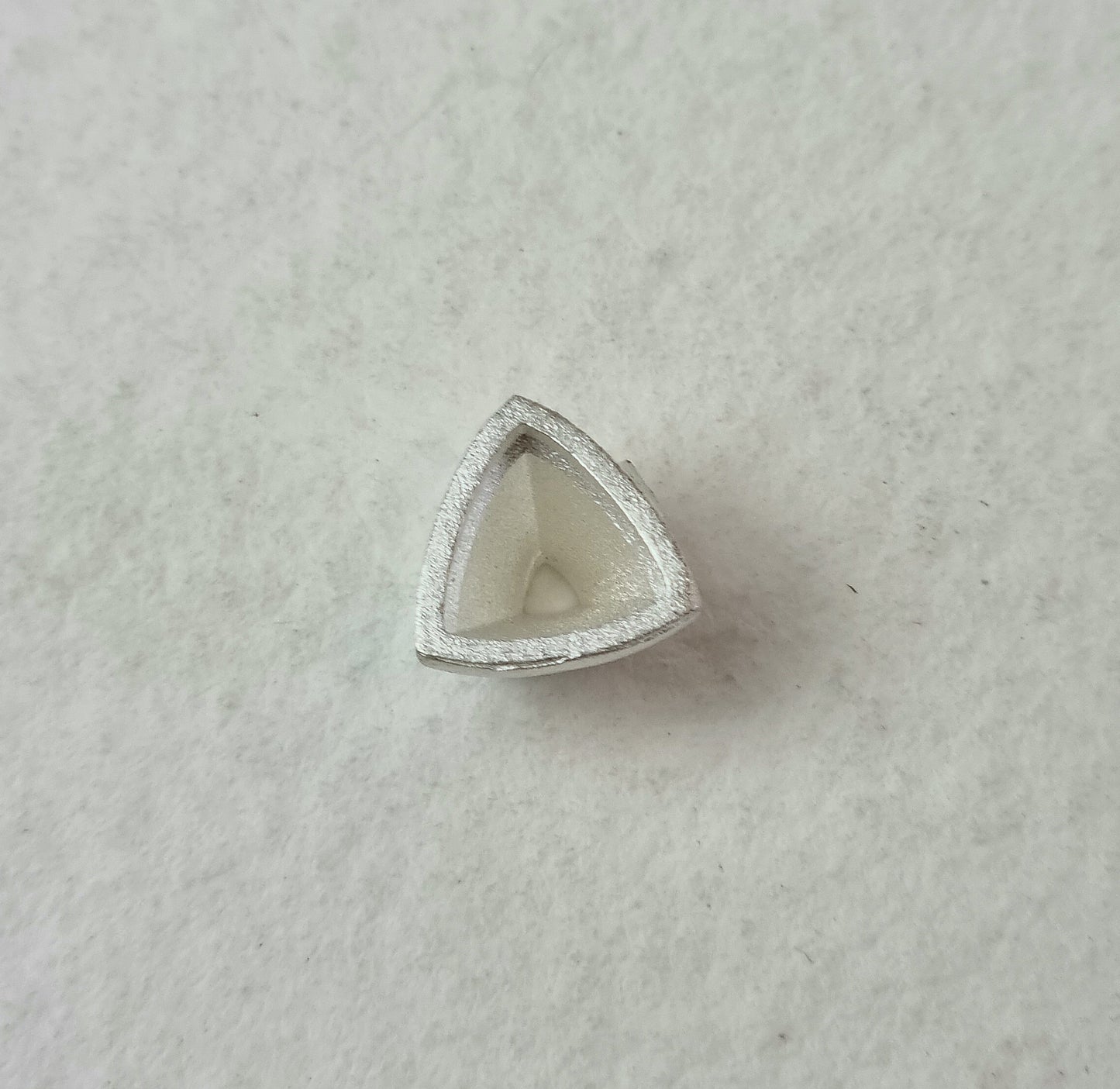 7mm Trillion collet recycled sterling silver cast stone setting