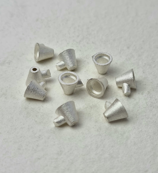 4.5mm Round tapered tall collet sterling silver cast stone setting