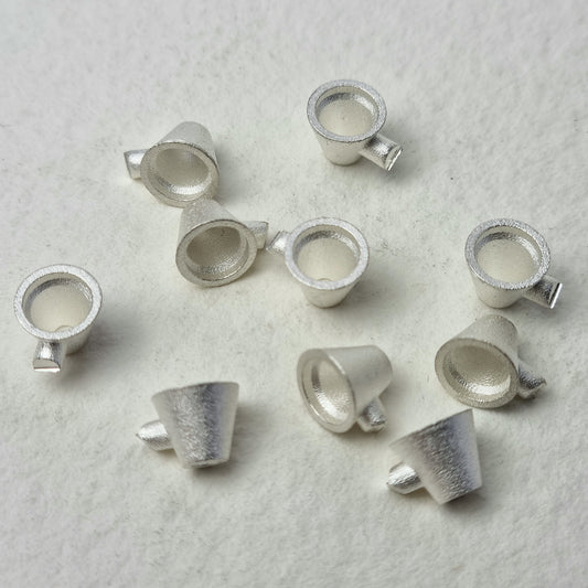 5.5mm Round tapered tall collet sterling silver cast stone setting