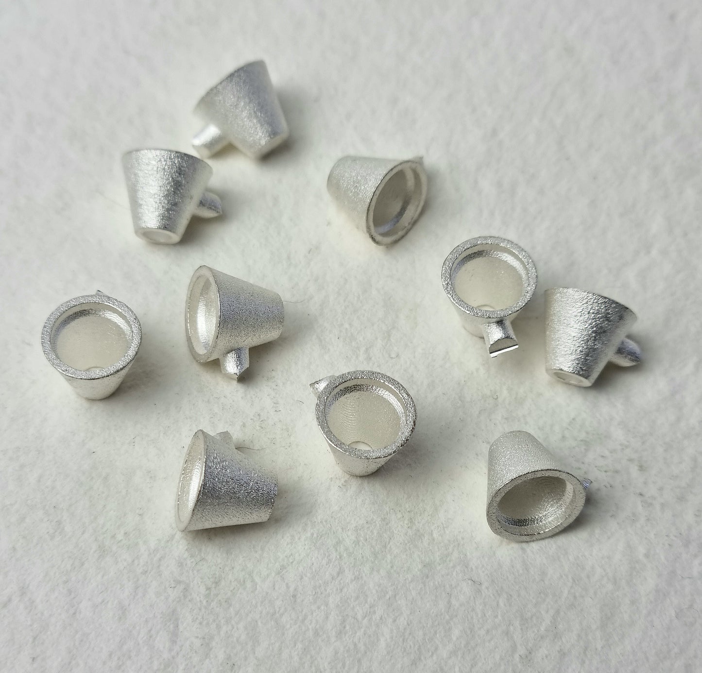 6.5mm Round tapered tall collet sterling silver cast stone setting