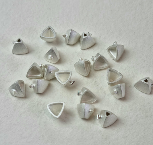 7mm Trillion collet recycled sterling silver cast stone setting